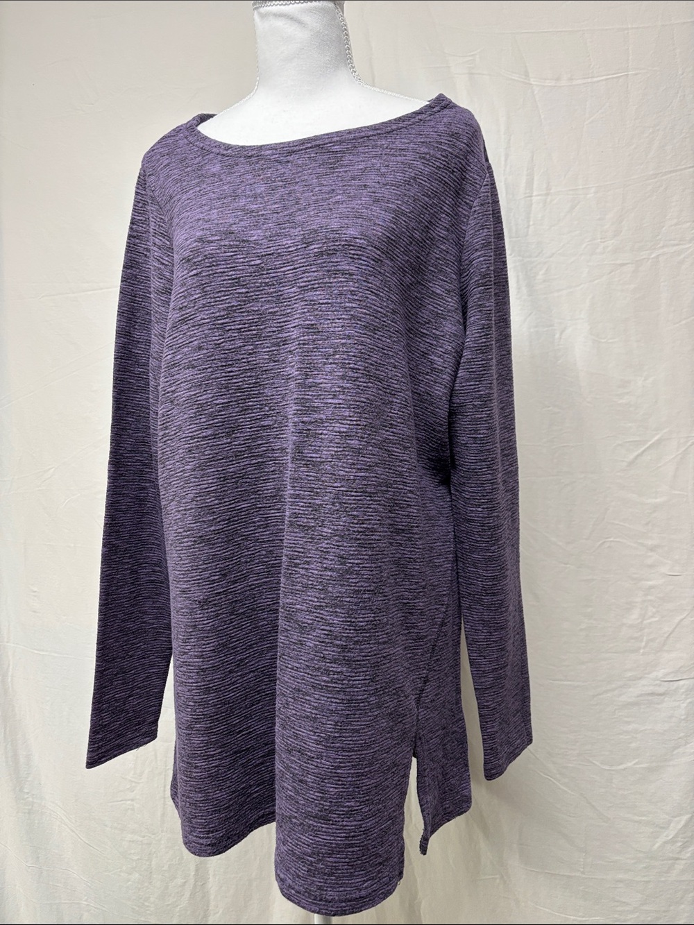 cut loose Heathered Purple Boatneck Long Sleeve Top